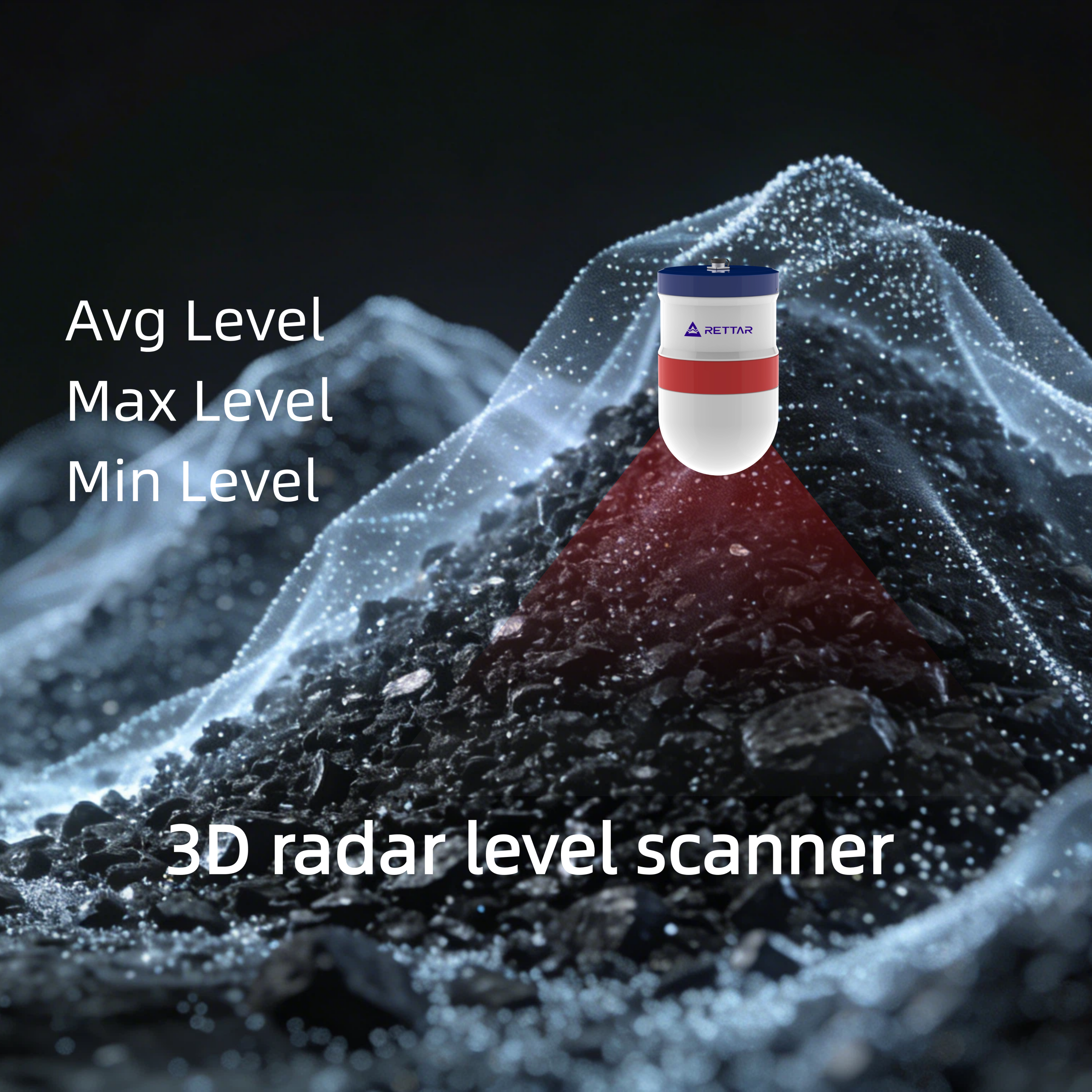 Scanner 3D Radar Level: Overcoming Dust Interference - na Gestão do Inventário de Bulk - medição do volume de silo 3D 丨 RETTAR